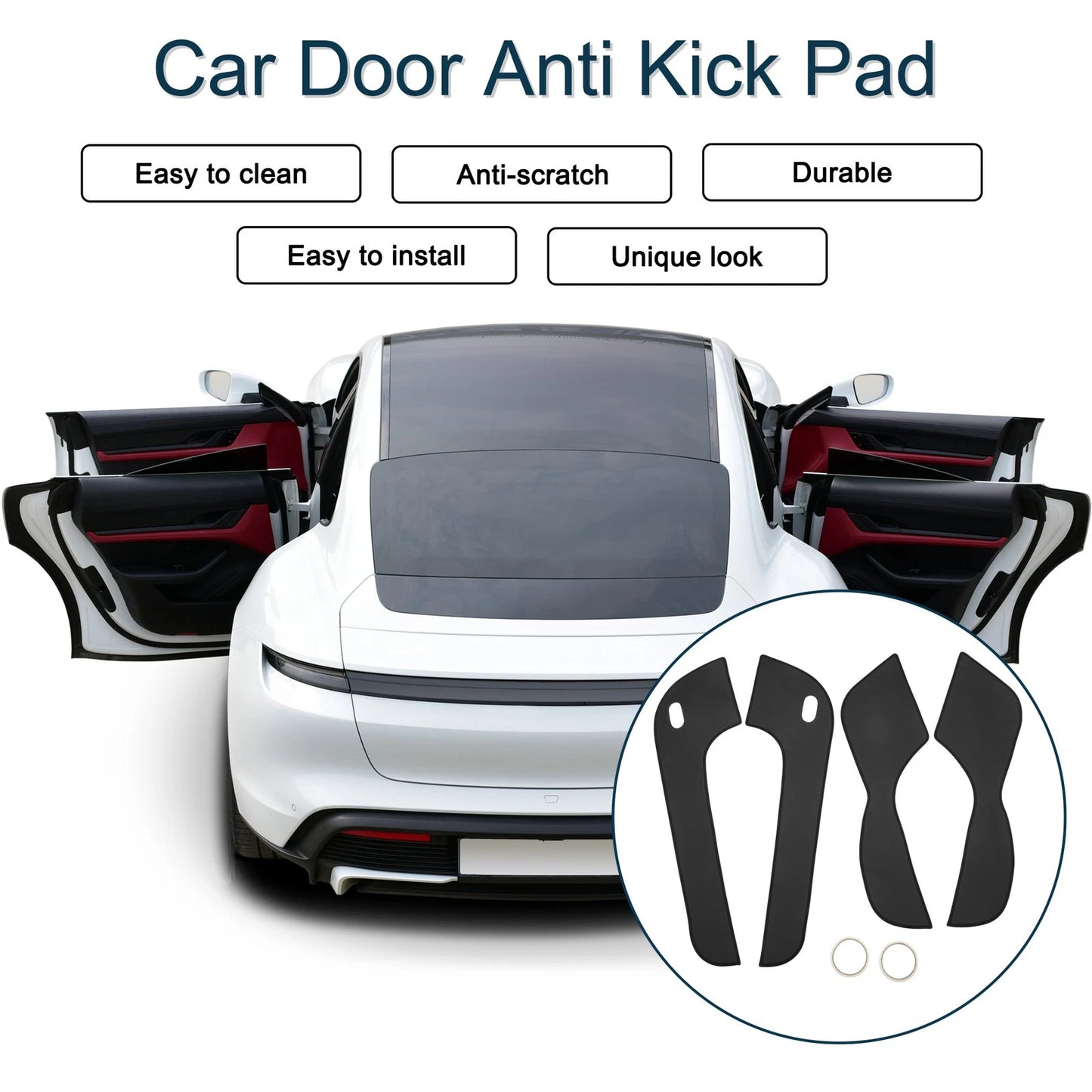 Car Door Anti Kick Pad Sticker Protector for Ford Mondeo (2007-2012) Black