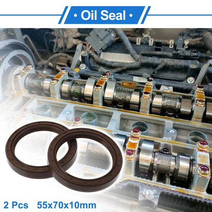 Oil Seal 2 x Seal Ring Rotary Shaft Seal FKM Rubber 55x70x10mm Brown
