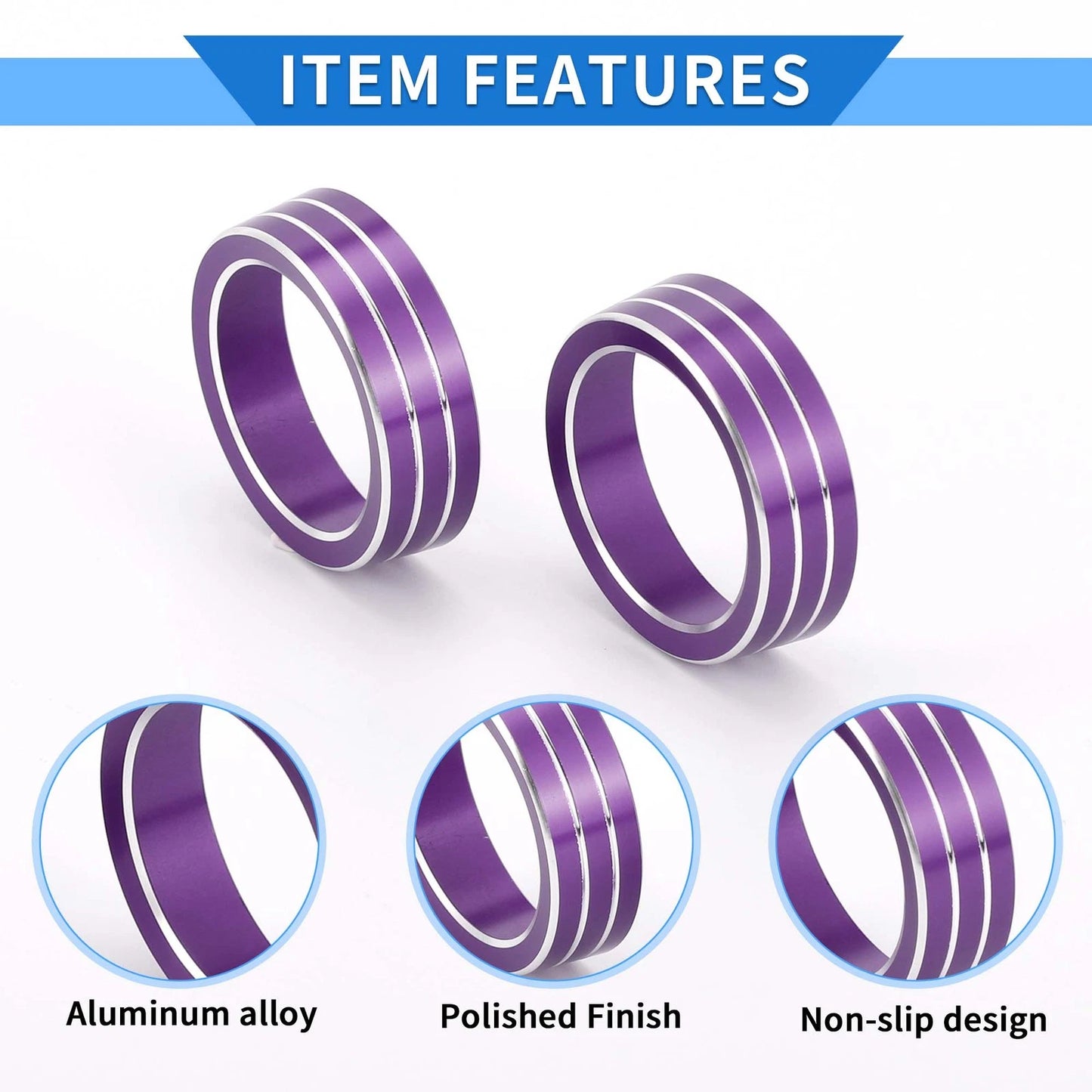 AC Engine Start Speaker Knob Cover Ring for Honda Civic (2016-2021) - 5 Pcs