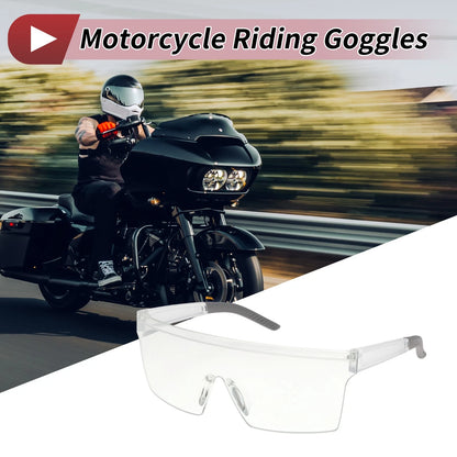 Motorcycle Riding Goggles Transparent Lens White Frame PC Cycling Sunglasses