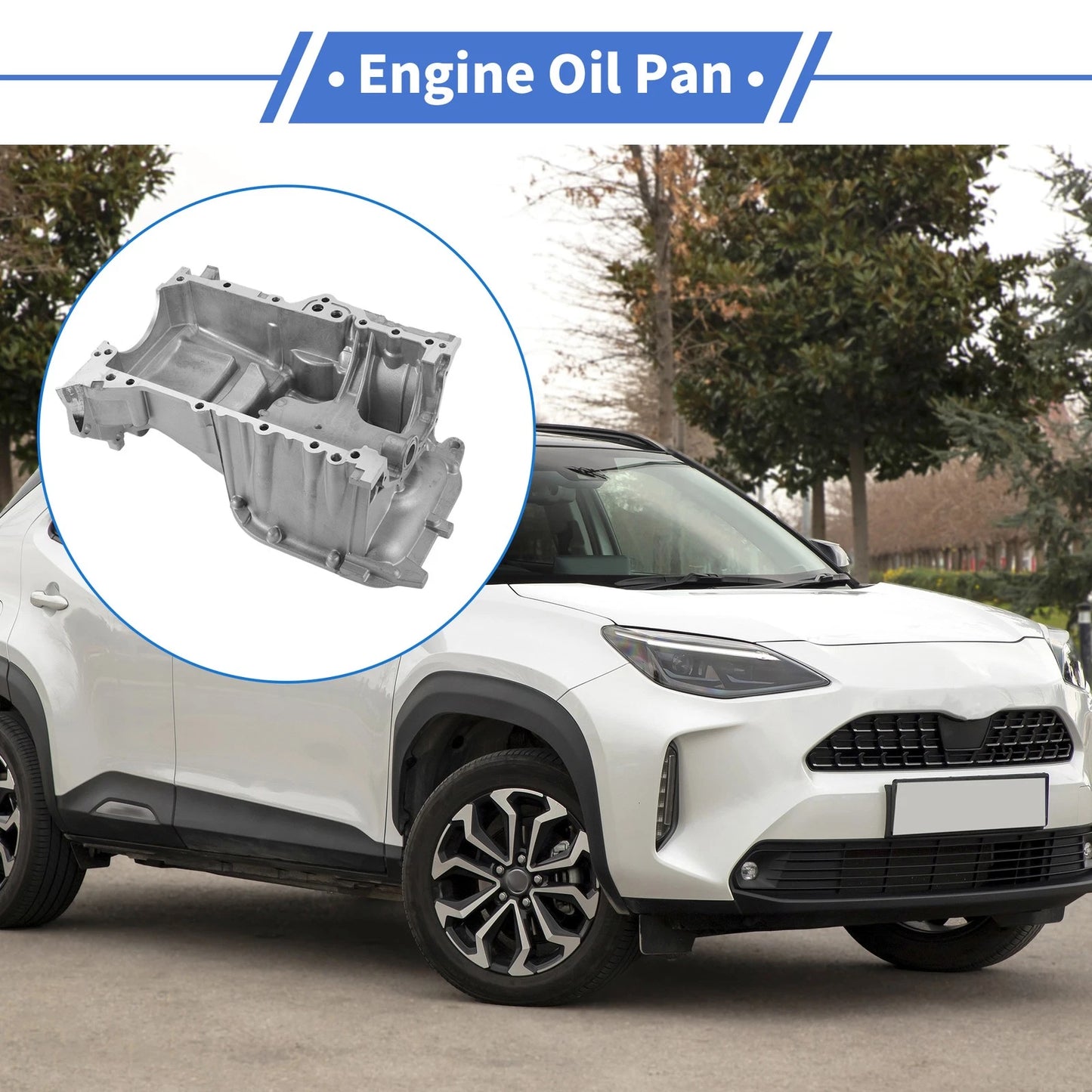 1Pc Engine Oil Pan for Toyota Yaris Aluminum Silver Tone (2006–2019)
