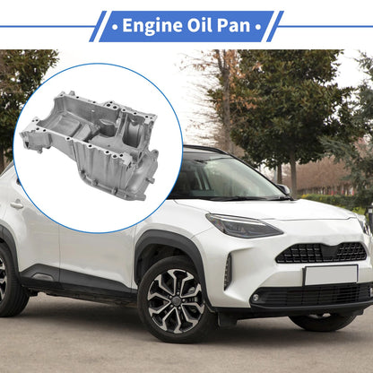 1Pc Engine Oil Pan for Toyota Yaris Aluminum Silver Tone (2006–2019)