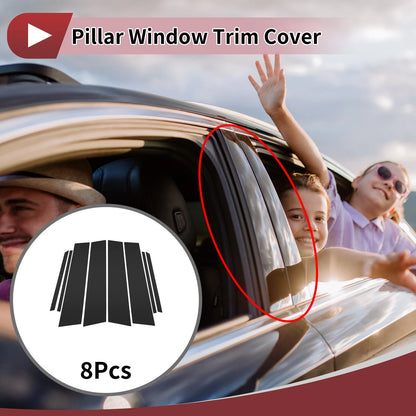 8 Pcs Car Door Pillar Window Trim for Toyota Venza (2016-2024) Black