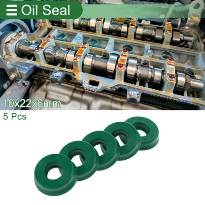 Oil Seal 10x22x6mm Rotary Shaft Seal TPU High Pressure Green 5 pcs