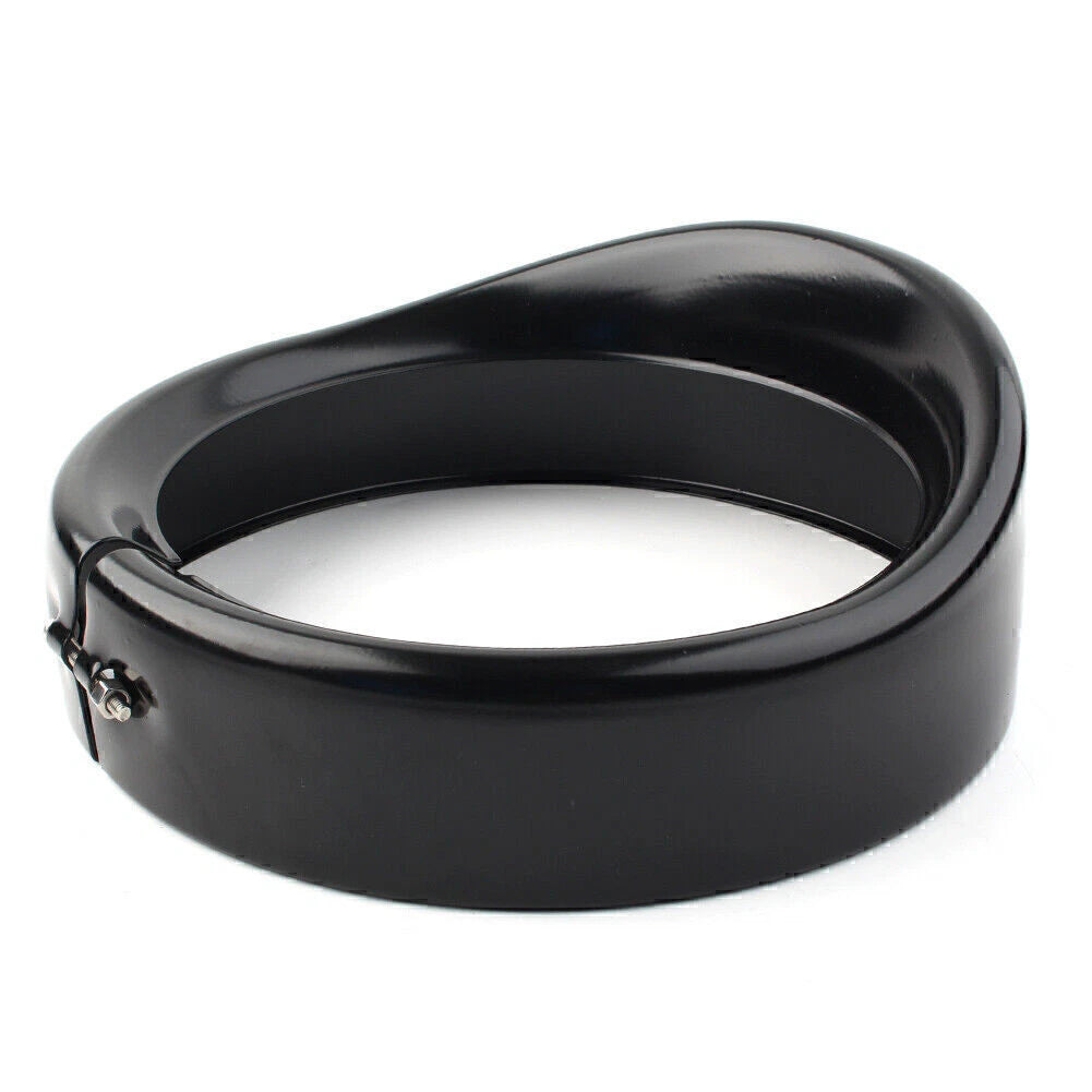 7" Black Headlight Passing Lights Trim Ring Bezel Visor Cover for Harley