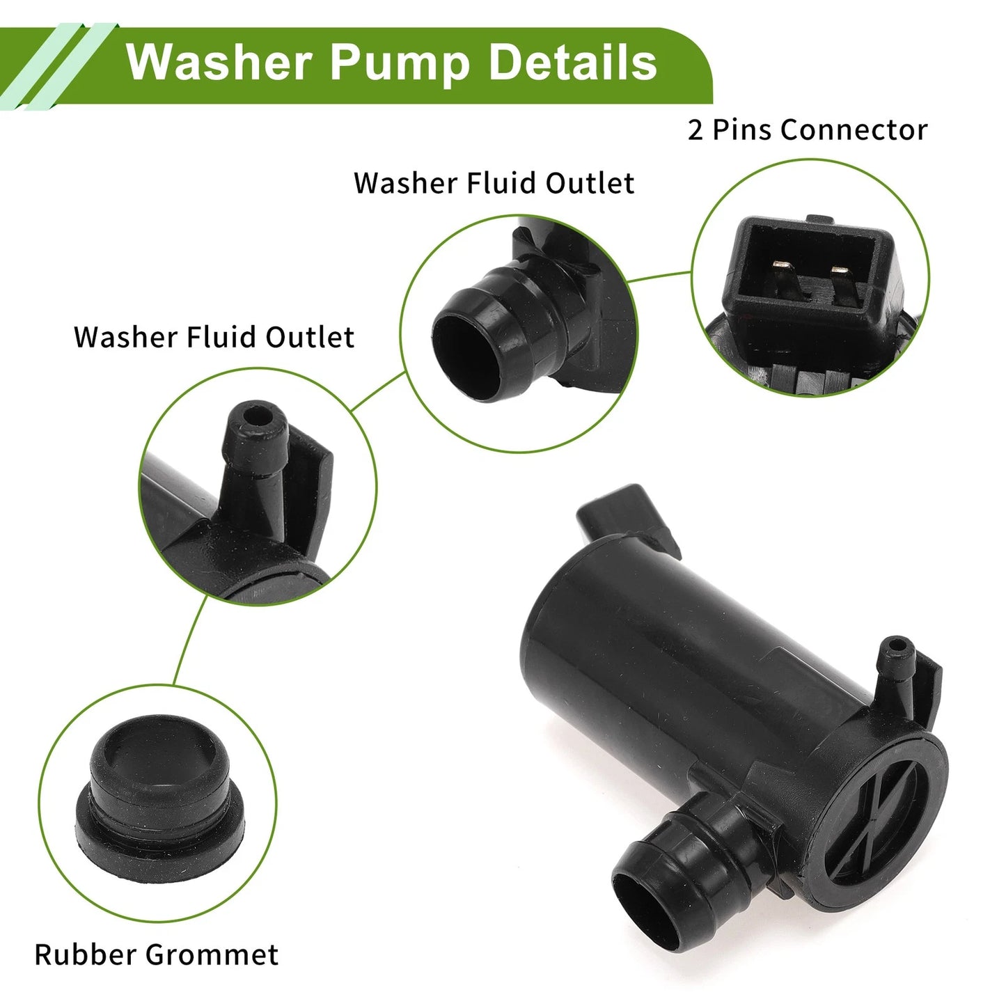 Windshield Washer Pump w/Grommet for Volvo V70 (1998-2000)