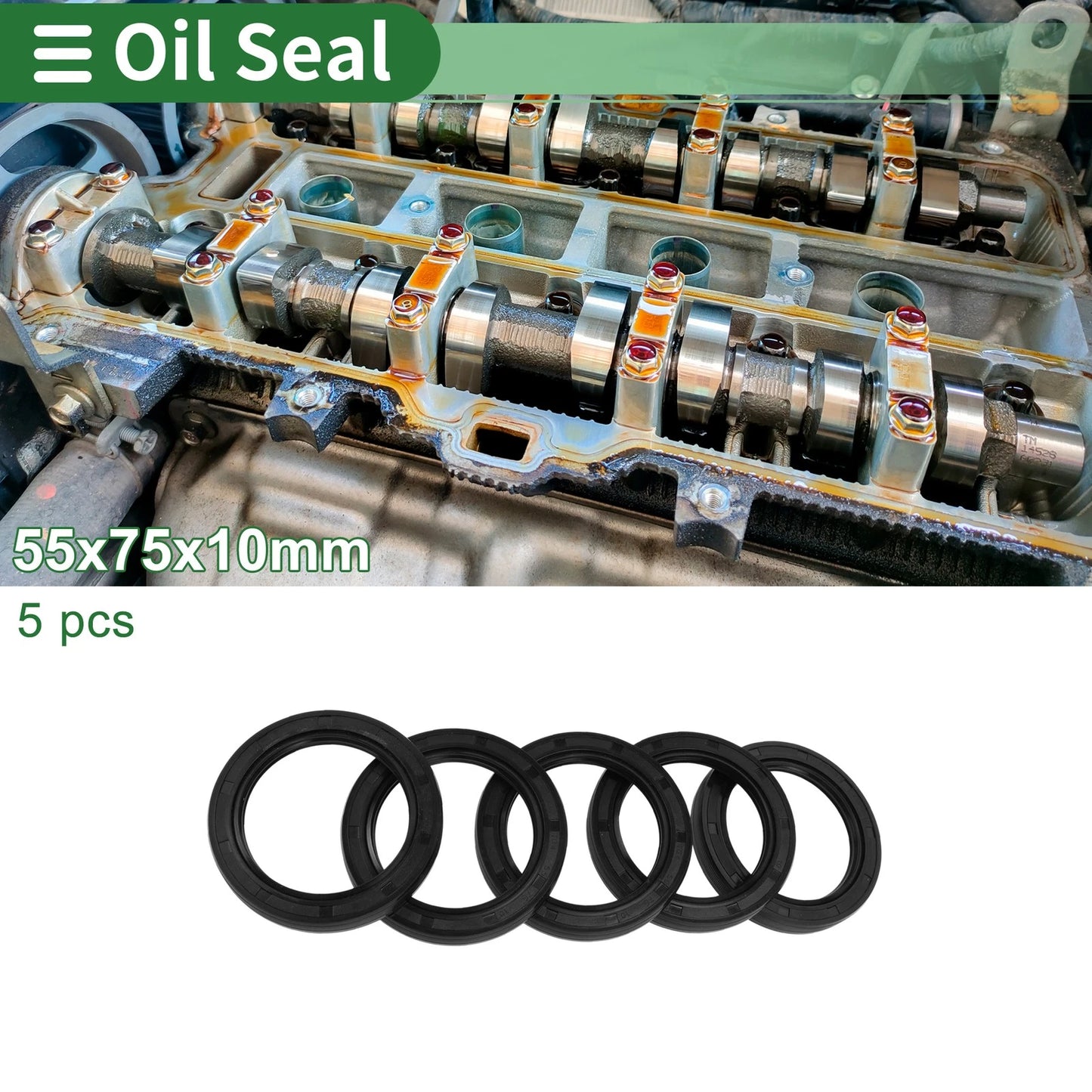 Oil Seal 55x75x10mm Seal Ring Rotary Shaft NBR Rubber High Pressure Black