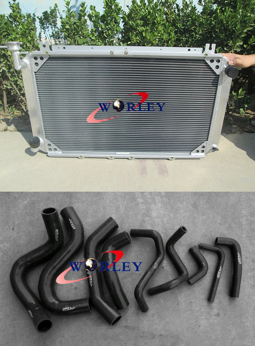 Aluminum Radiator + Hose for Nissan Patrol Y60 GQ 2.8L RD28T Turbo Diesel (94-97)