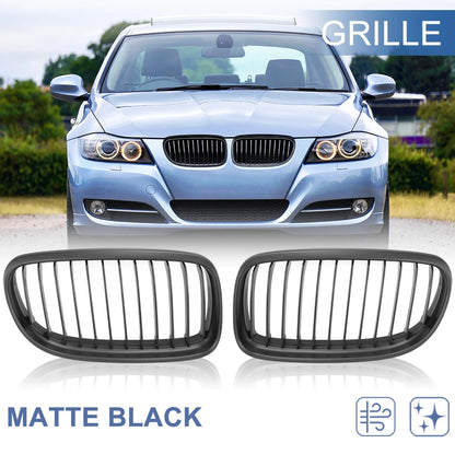 Front Grille Matte Black Kidney Grill for BMW E90 E91 4-Door (2009-2011)
