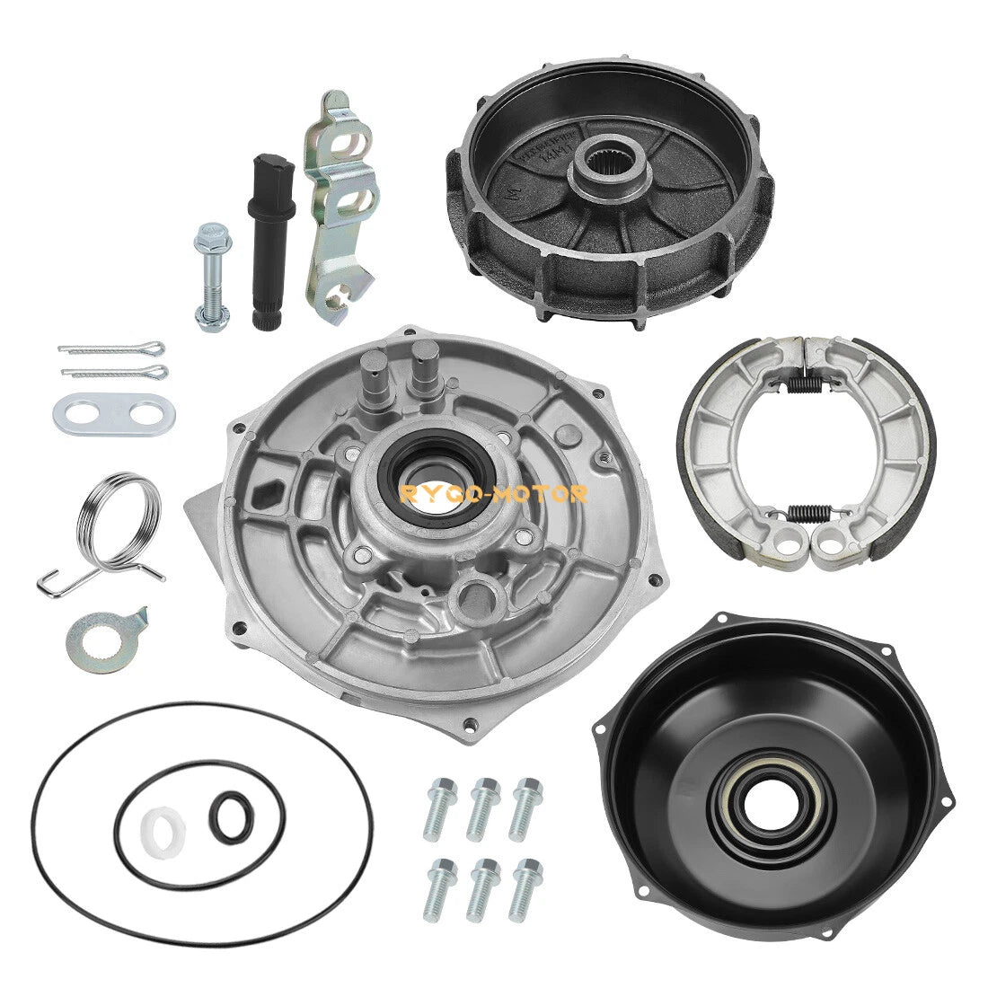 Rear Brake Drum Hub Plate Cover Shoes Bearing Seals 14-24 for Honda Rancher