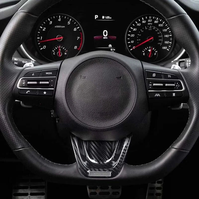 Dry Carbon Fiber Steering Wheel Cover Trim for Kia Stinger 2018-23