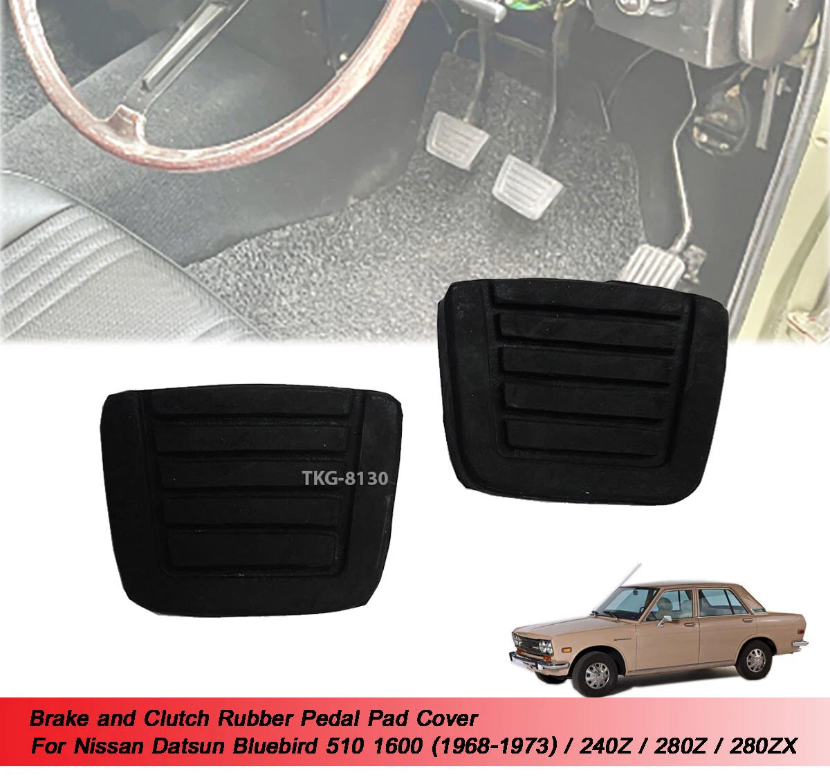 Brake & Clutch Pedal Pad for Nissan Datsun Bluebird 510, 240Z, 280Z (1968-1983)