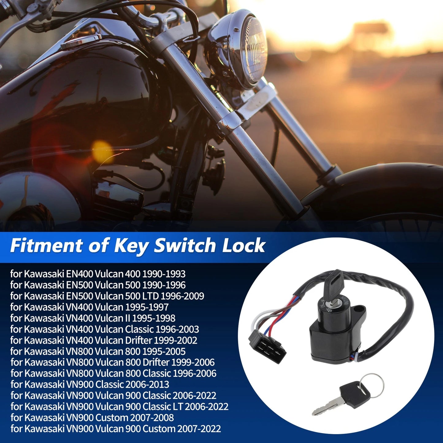 Ignition Switch Lock Set for Kawasaki EN400 EN500 VN400 VN800 VN900