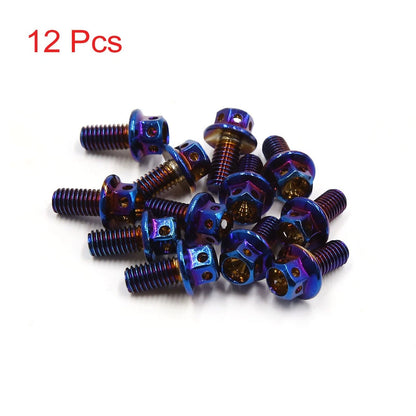 12Pcs Colorful Titanium Alloy Motorcycle Hexagon Bolts Screws Fastener M6x10mm