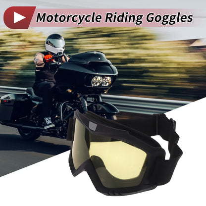 Goggles for Motorcycle Riding Yellow Lens Black Frame PC Cycling Sunglasses