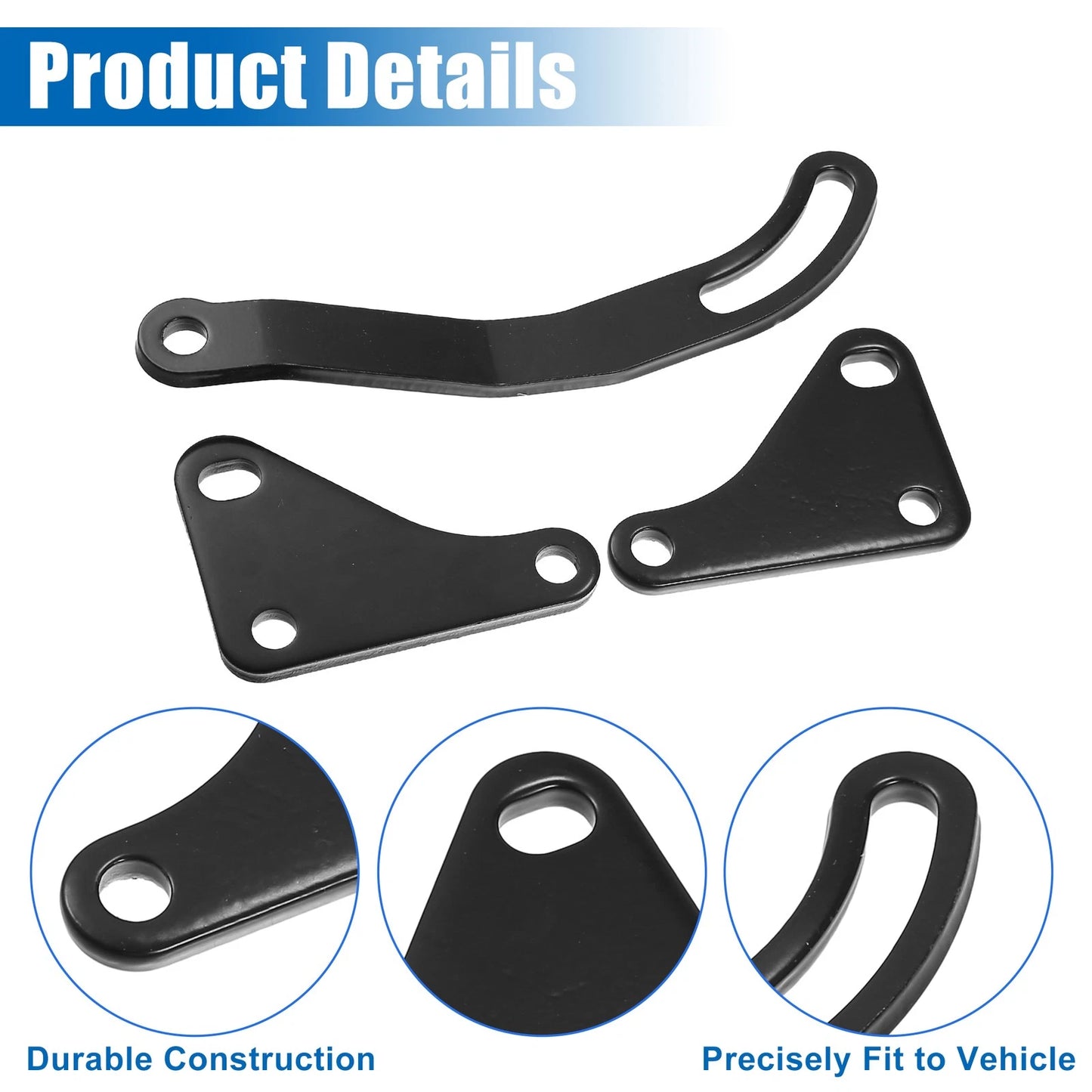 Power Steering Pump Bracket Adjustable Kit for Chevy Black