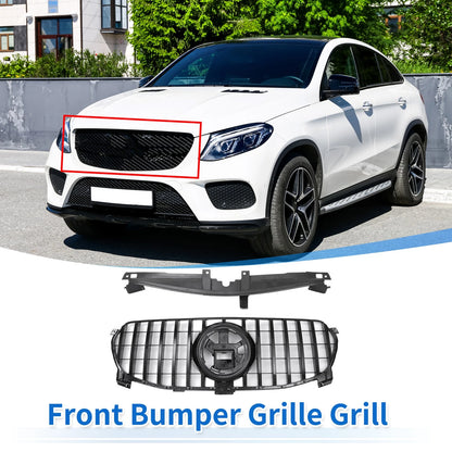 Front Upper Bumper Grille for Mercedes-Benz GLE350 2020-2022 Black Grille