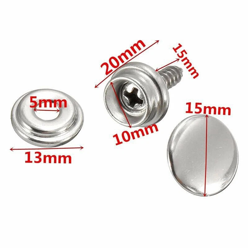 Boat Screw Kit 30pcs Snap Fastener Stainless Steel Awnings Cap Screw Kit