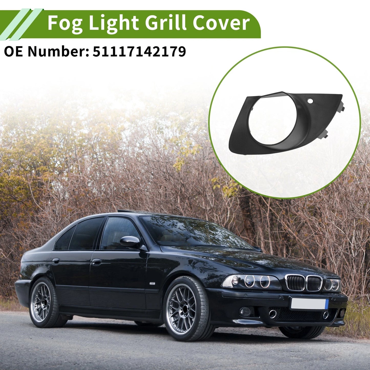Front Left Fog Light Grill for BMW E65 E66 (2006-2008) - 1 Pc Black