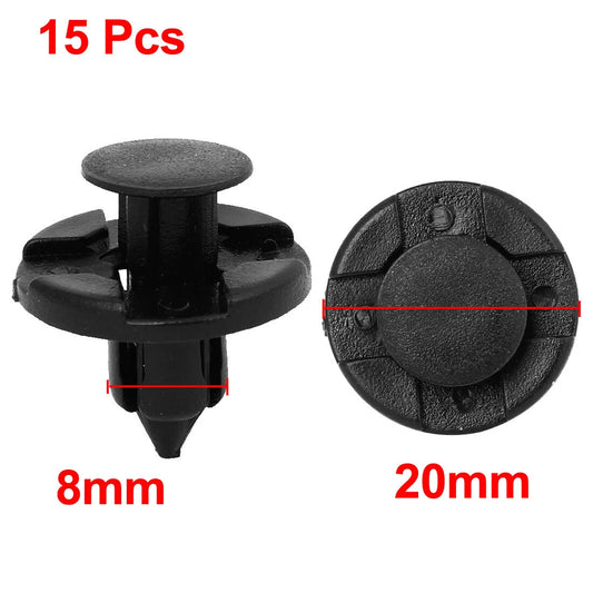 15 Pcs 8mm Black Plastic Rivet Clips for Nissan