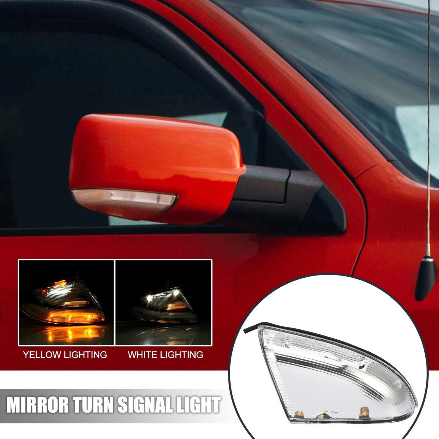 1 Pair Front Driver Passenger Mirror Turn Signal for Dodge Ram 1500 (2009-2013)