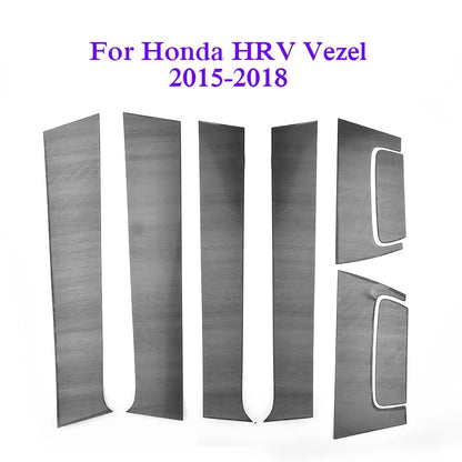 8x Black PC Side Door Casement Pillar Cover Trim for Honda HR-V (2016–2020)