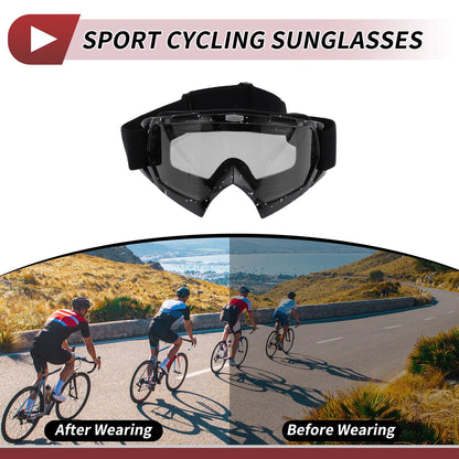 Goggles for Motorcycle Grey Lens White Black Frame PC Cycling Sunglasses