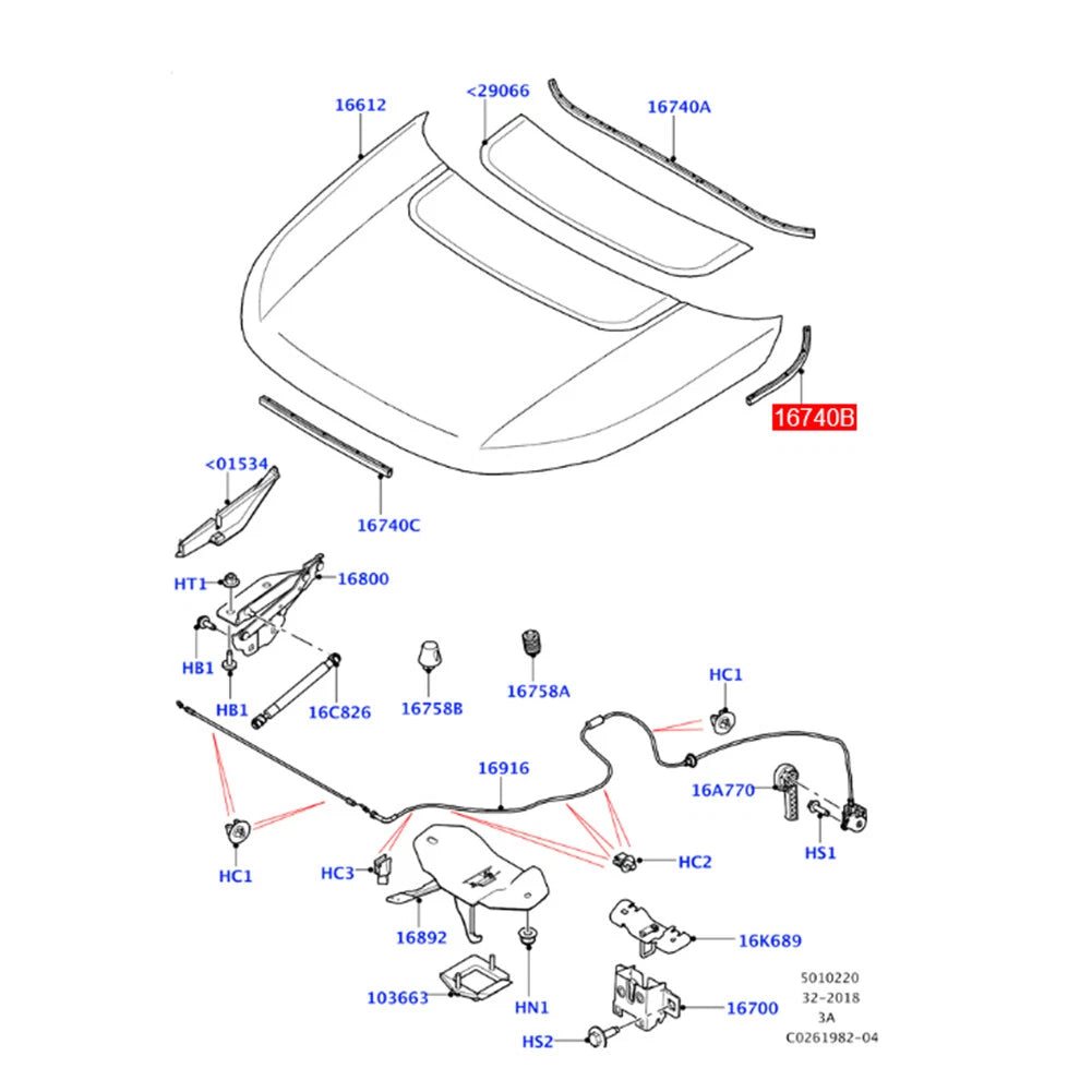 Hood Weatherstrip for Land Rover Discovery Sport & Range Rover Evoque