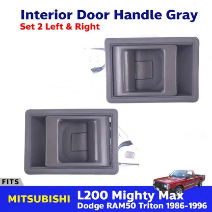 Interior Door Handle Gray Pair Fits Mitsubishi L200 Triton Pickup 1986-96 D06