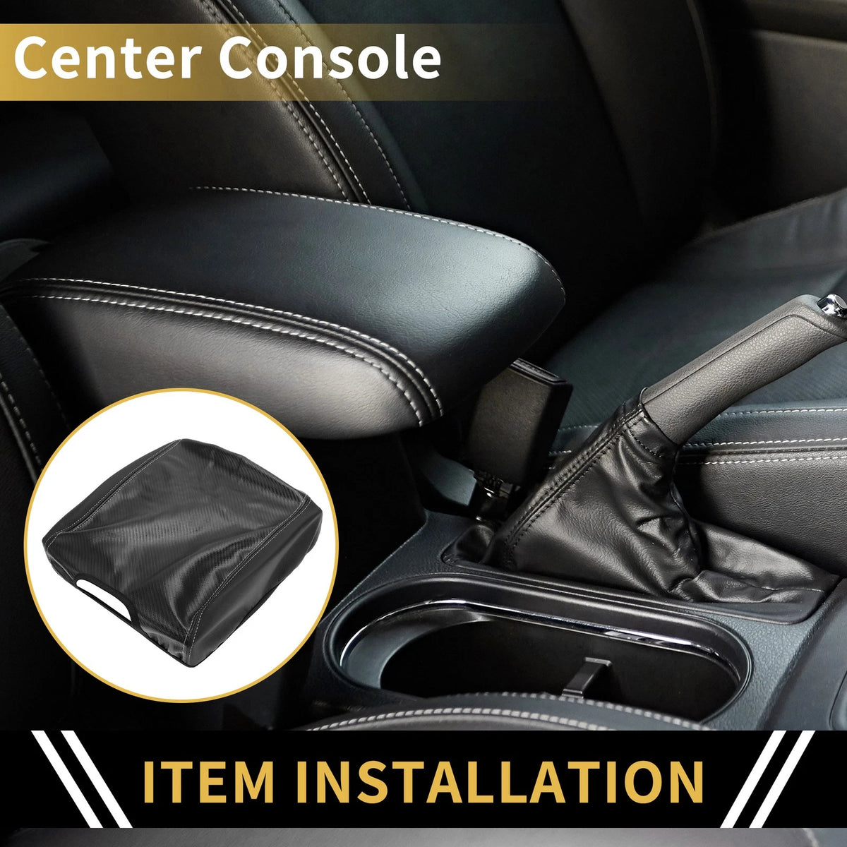 Armrest Cover for Ford F-150 Microfiber Leather & Carbon Fiber (2015-2023)