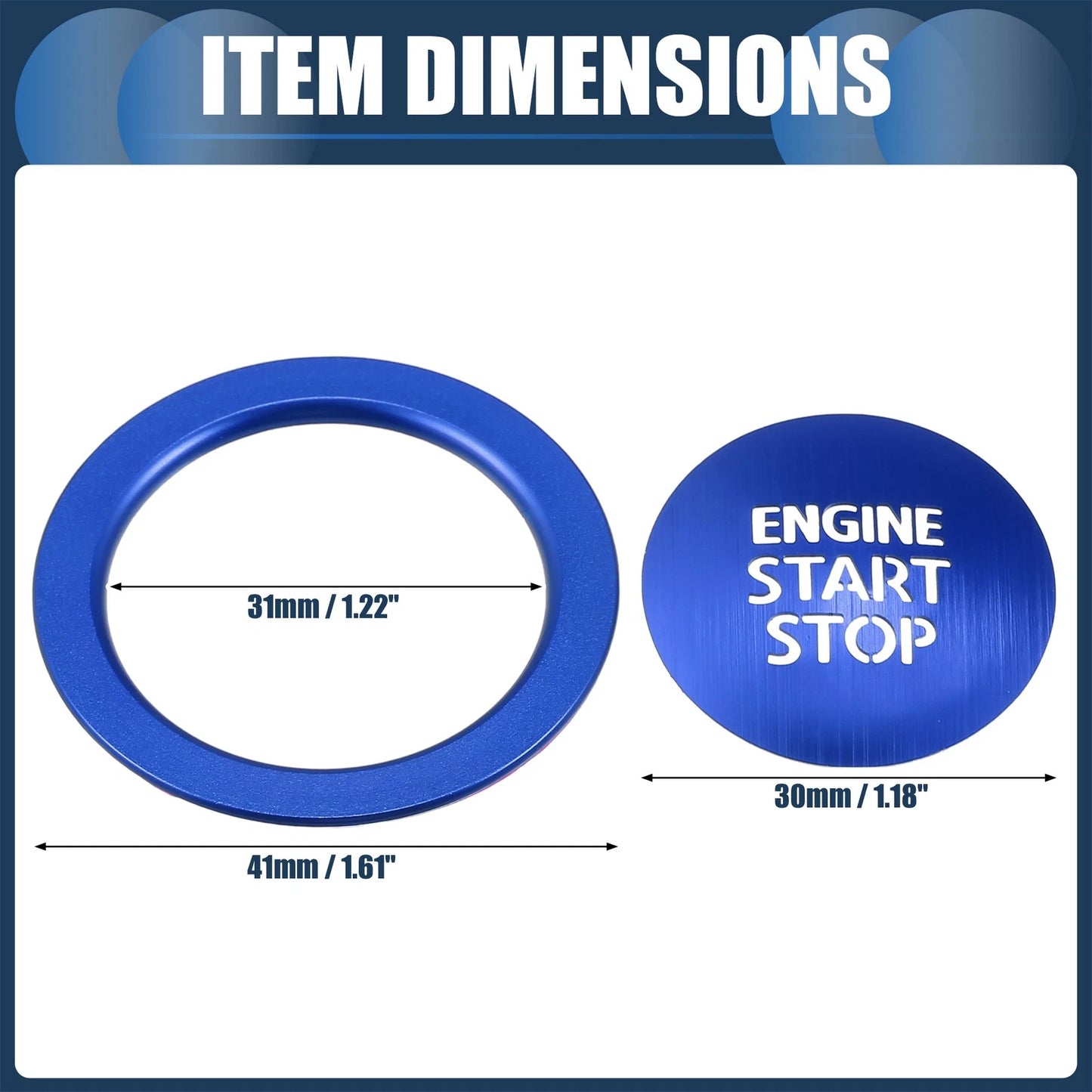 Blue Engine Start Stop Button Cover Set for Toyota Alphard 30 Series
