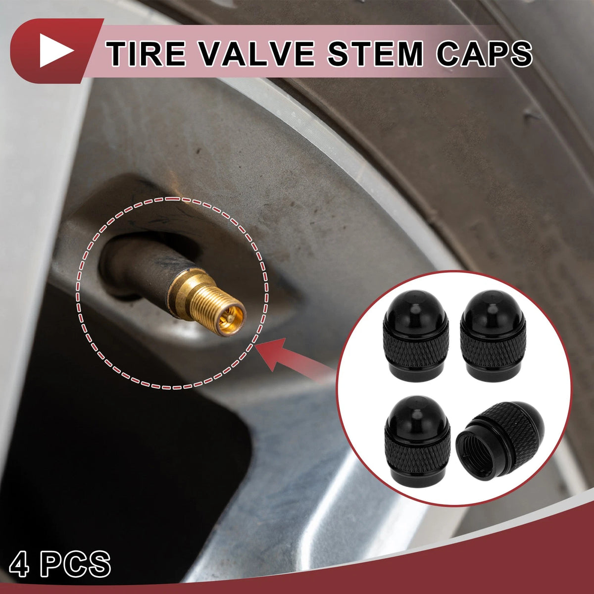 Mini Bullet Style Tire Valve Stem Caps Dust Covers Black for Car (All Years)