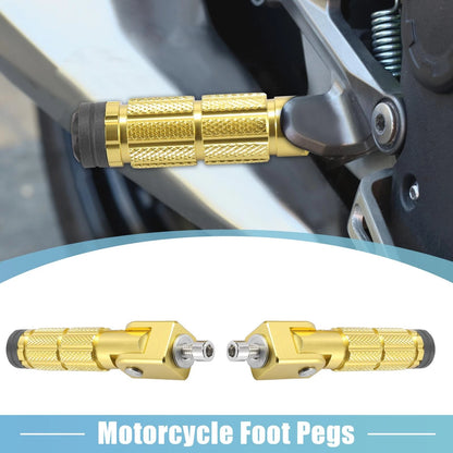 Pair 8mm Aluminum Alloy Rearset Folding Footpeg Gold Tone for Motorcycle