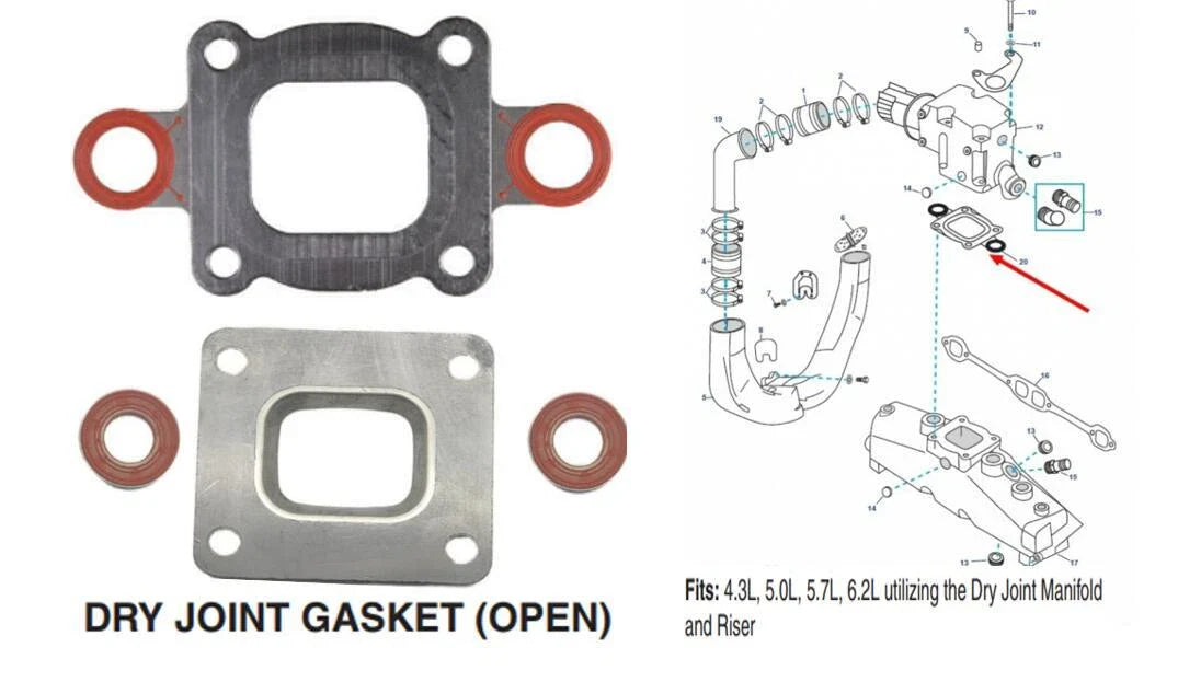 Dry Joint Open Elbow Gasket for MerCruiser 4.3 5.0 5.7 6.2 L