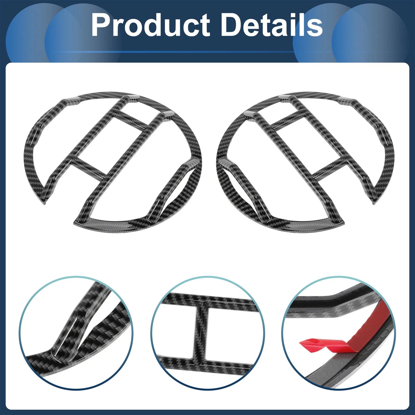 Carbon Fiber Black Headlight Trim Bezels for Ford  -  Pair