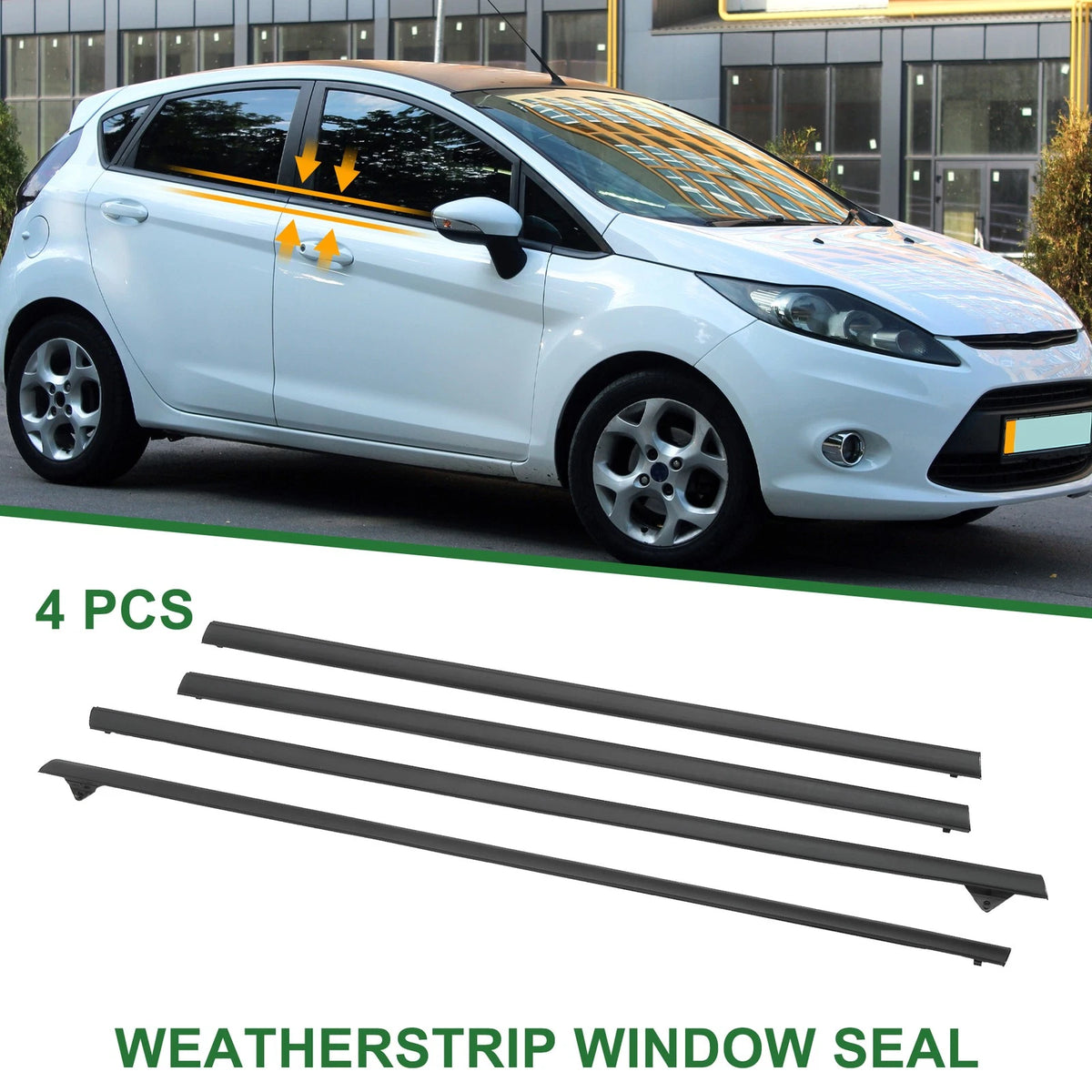 4 x Weatherstrip Window Seal for Ford Fiesta (2009-2013) Black