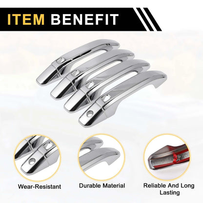 4 x Exterior Door Handle Covers for GMC Yukon Keypad Chrome Silver Tone