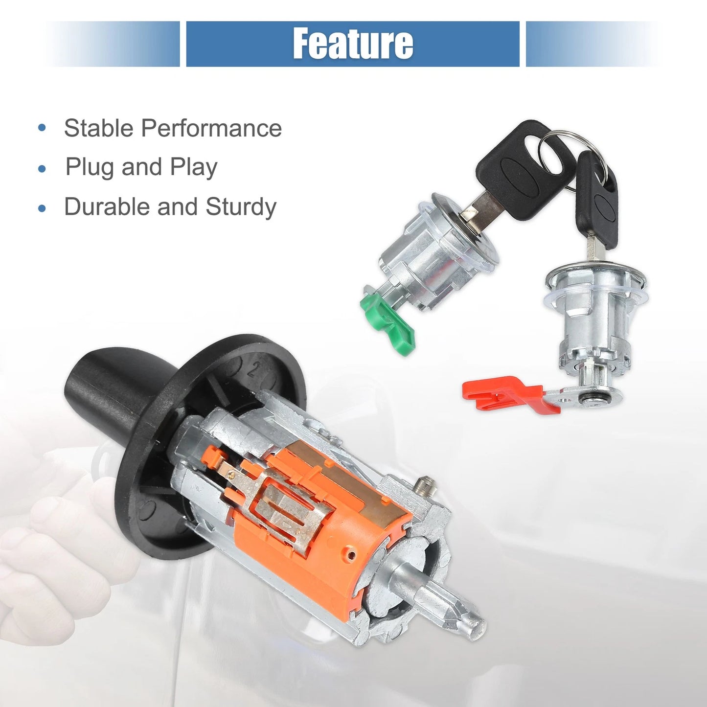 Ignition Switch Lock Cylinder with Key for Ford E150, E250 (2000-2003)