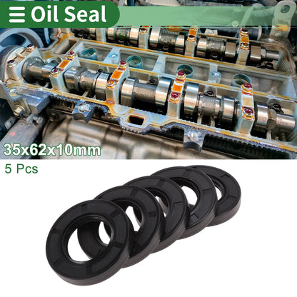 Oil Seal 35x62x10mm 5 Pcs NBR Rubber High Pressure Black for Make Model