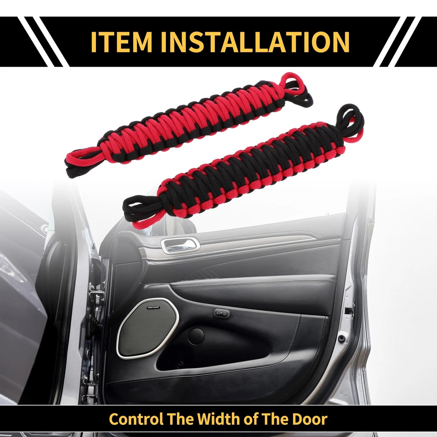 2 x Door Limiting Straps for Jeep Wrangler TJ JK JKU (2007-2018) Black Red