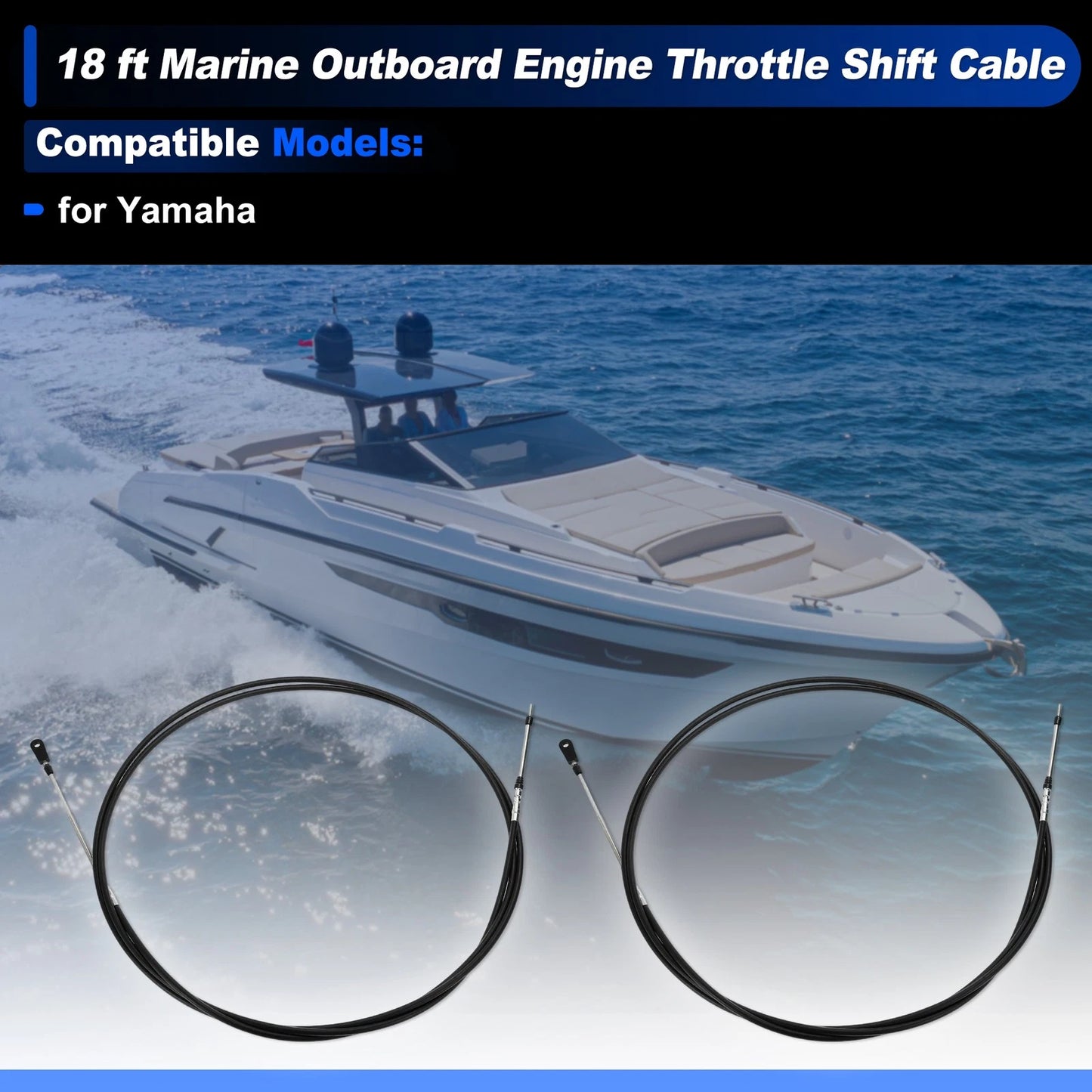 2 x 18 ft Throttle Shift Control Cable for Yamaha