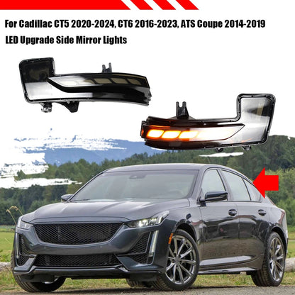 Black Dynamic LED Side/Wing Mirror Signal Lights for Cadillac CT5 CT6 ATS