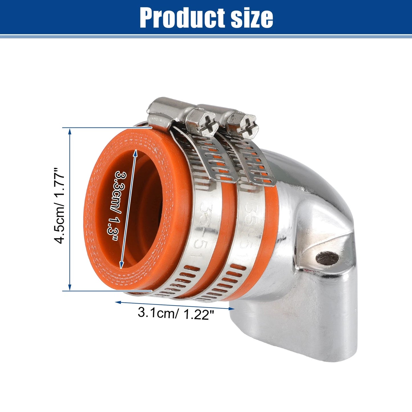 1.3" Intake ID Orange Carburetor Interface for GY6-125 150 4T