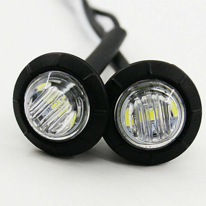 4x White Round LED Bullet Button Side Marker Lights for Car Truck Trailer DC 12V