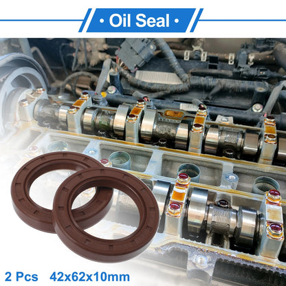 Oil Seal 2 x Seal Ring Rotary Shaft Seal FKM Rubber 42x62x10mm Brown