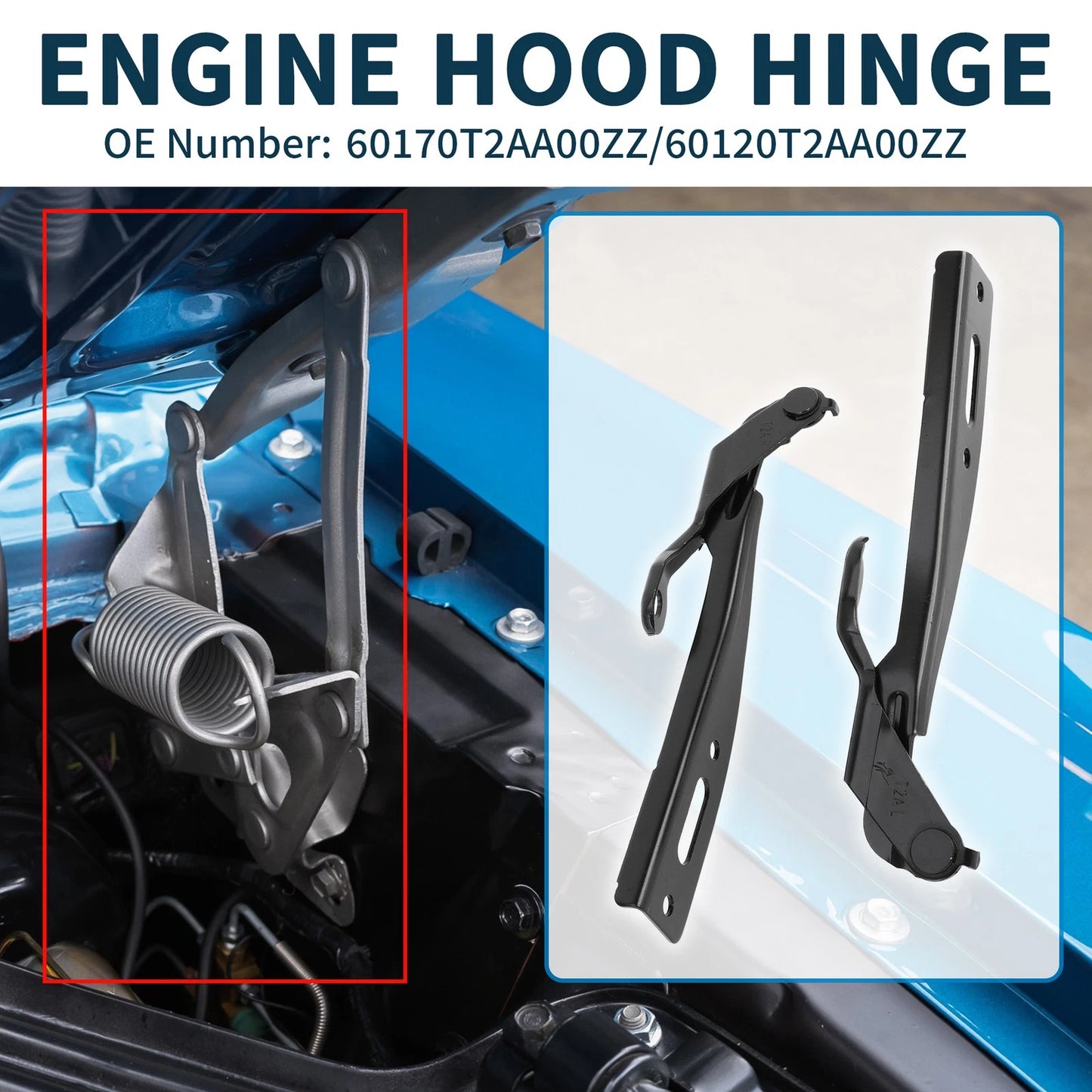 Hood Hinges for Honda Accord 2013-2017 Front Bonnet Bracket 2 x Covers