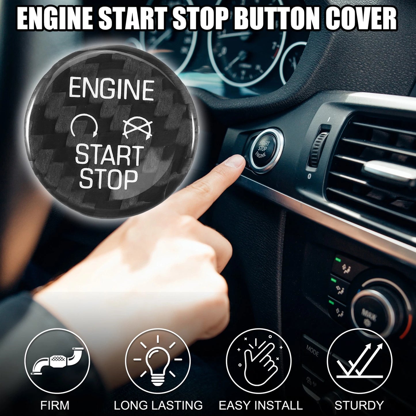 Black Engine Start Stop Button Cover for Ford Focus (2012-2018)