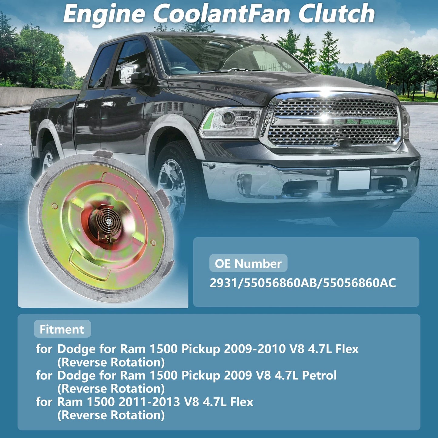 Cooling Fan Clutch for Dodge Ram 1500 2500 (2009-2010)