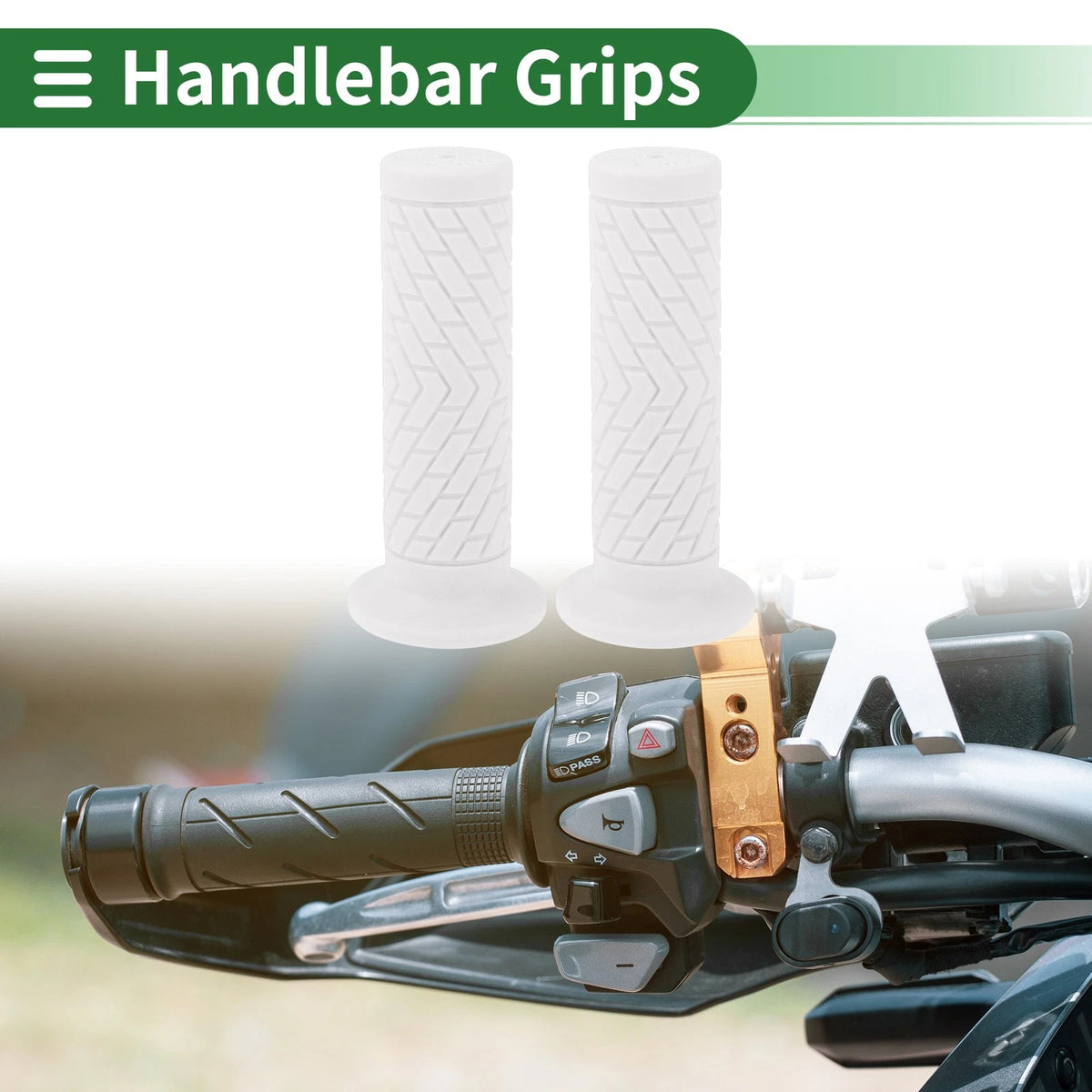 7/8" 22mm Hand Grips Cover End Grips TPU White for Motorcycle