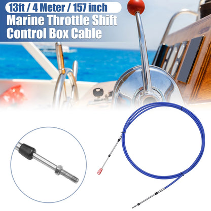 Marine Throttle Shift Control Box Cable with Clevis Blue for Boat